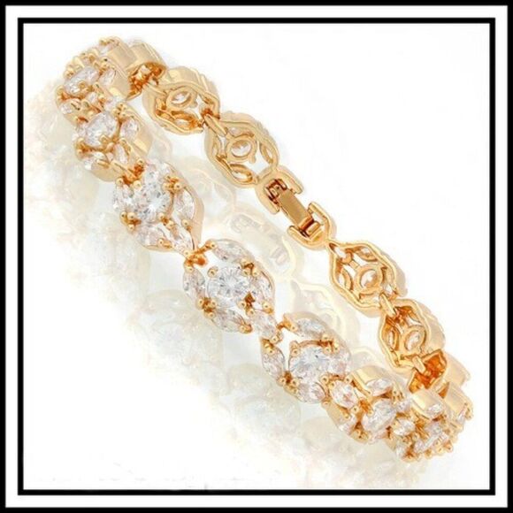 Elite, 8.00 ctw, Genuine Yellow & White Sapphire, 14k White Gold filled Bracelet - Picture 2 of 9
